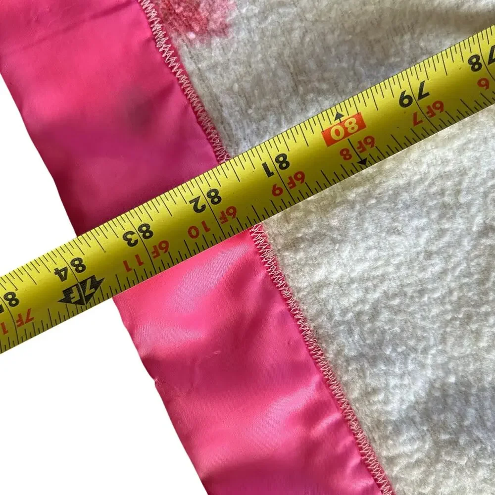 Vintage Fieldcrest Melody Rose Blanket Pink Satin Ribbon MCM Twin USA